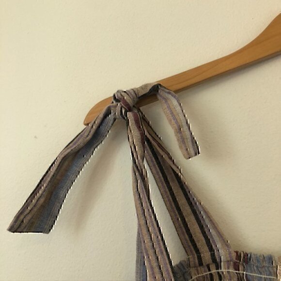 ALTAR'D STATE Ellery Top Blue Peach Multi Striped Tie Strap Peplum Tank Blouse S - Picture 8 of 12